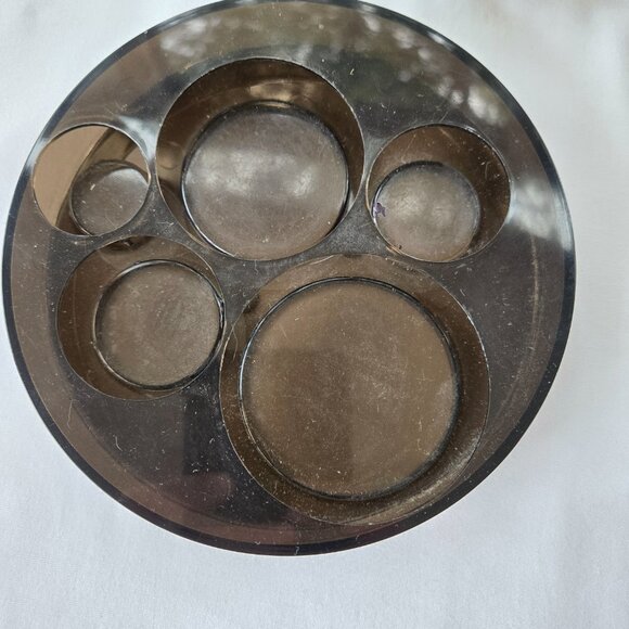 Vintage 80's Desk Organizer Pencil Caddy Smoky Acrylic - Picture 5 of 8